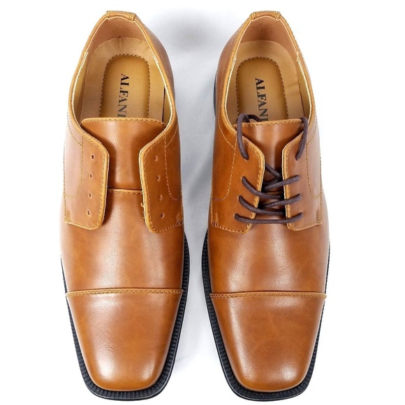 Alfani Mens Shoes Size 8 M Adam Oxford Tan Cap Toe - Picture 2 of 7